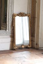 ☘ A Continental gilt-gesso-framed pier glass,