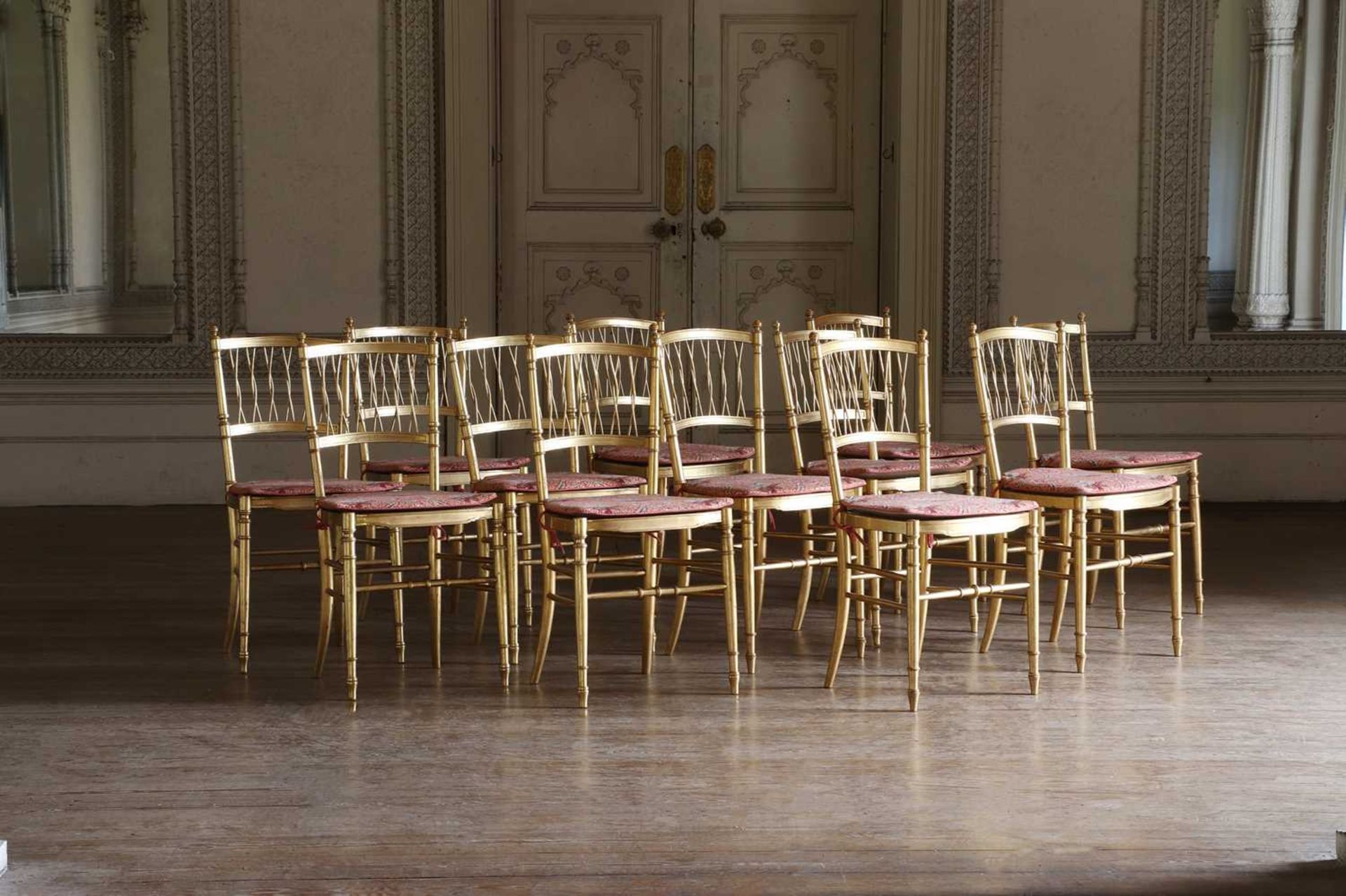 ☘ A set of twelve giltwood ballroom chairs, - Image 2 of 9