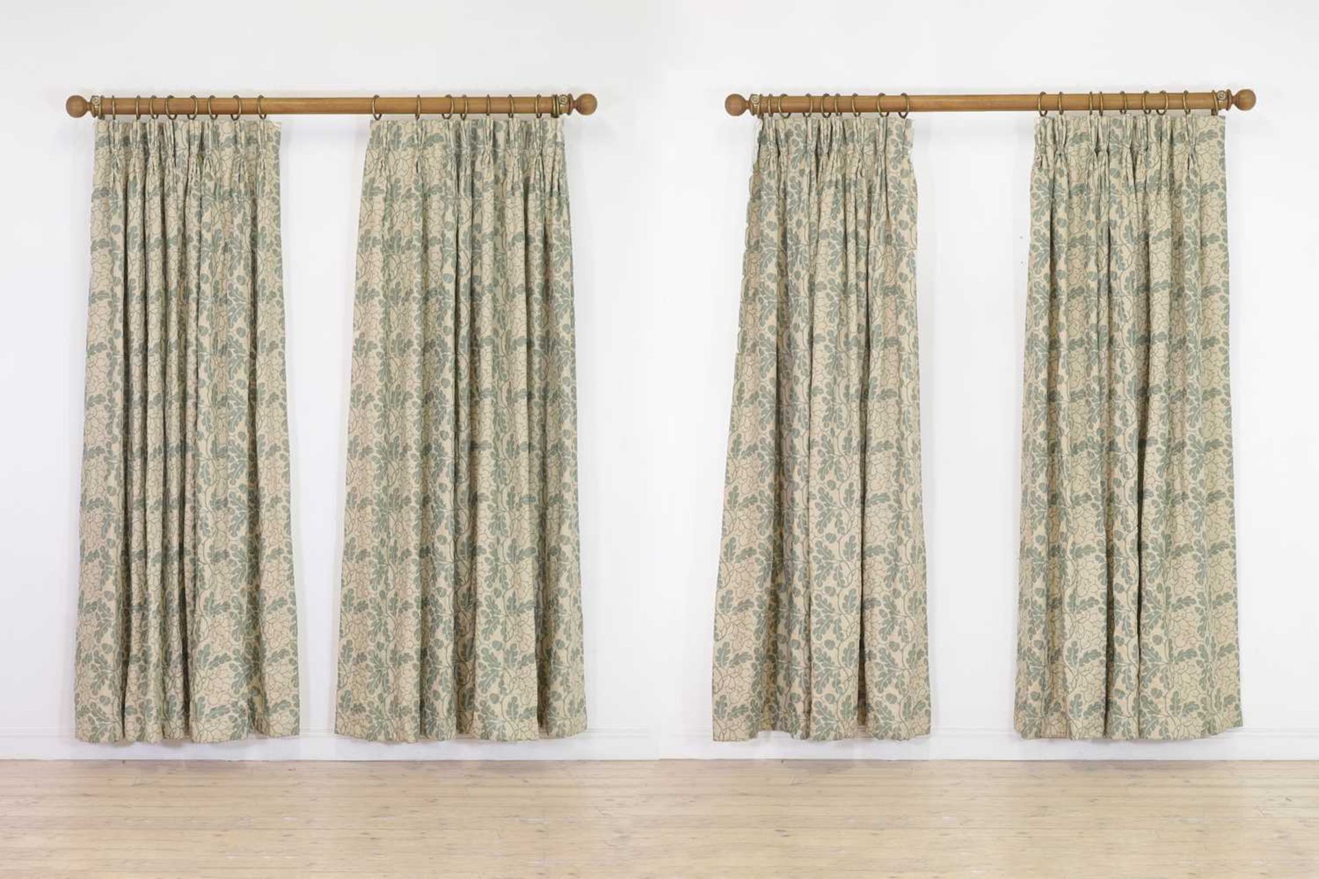 Two pairs of 'Oak Leaves' curtains by Robert Kime,
