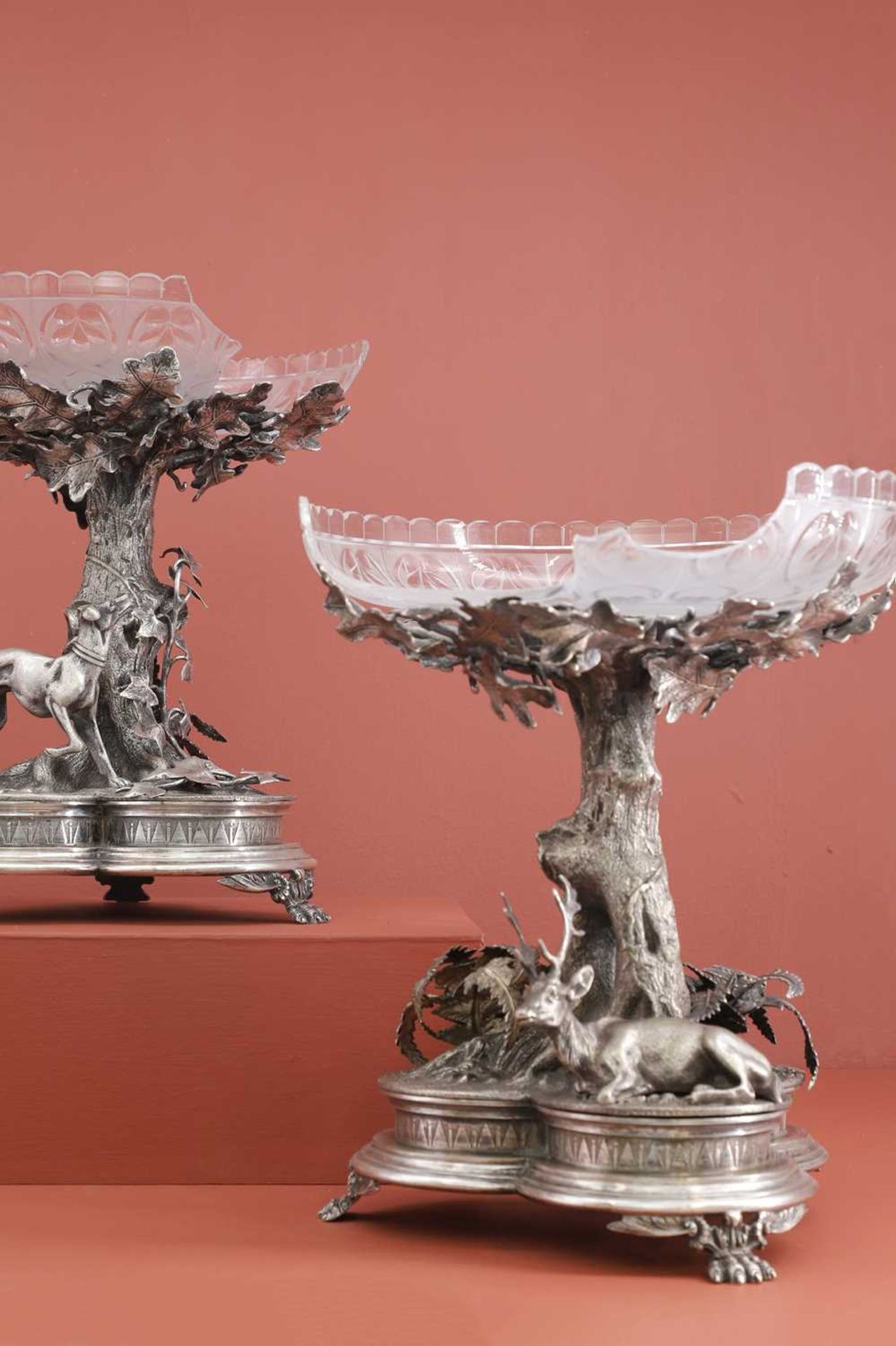 A Victorian three-piece silver-plated table garniture, - Image 11 of 30