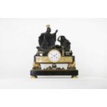 An Empire patinated and gilt-bronze mantel clock,