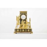 An Empire gilt and patinated-bronze mantel clock,