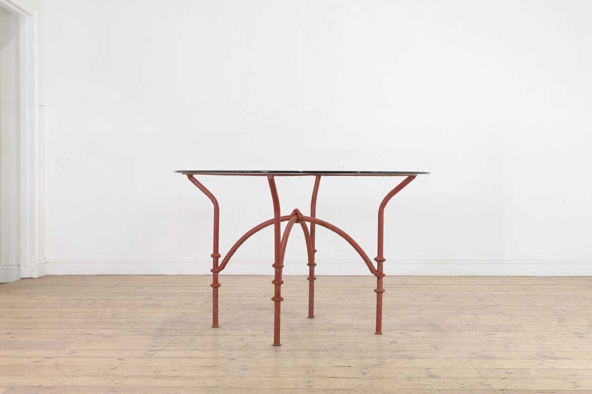 A painted wrought-iron table and chairs, - Image 8 of 12