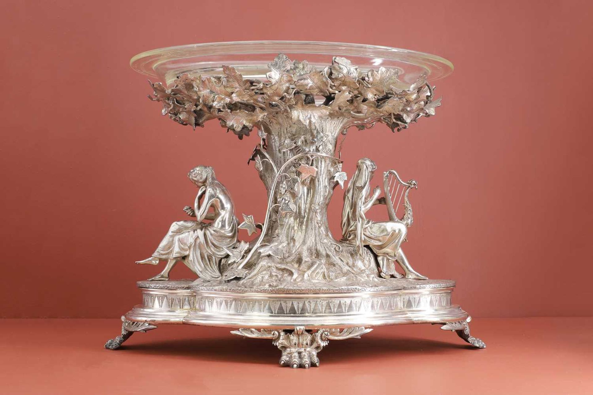 A Victorian three-piece silver-plated table garniture, - Image 3 of 30