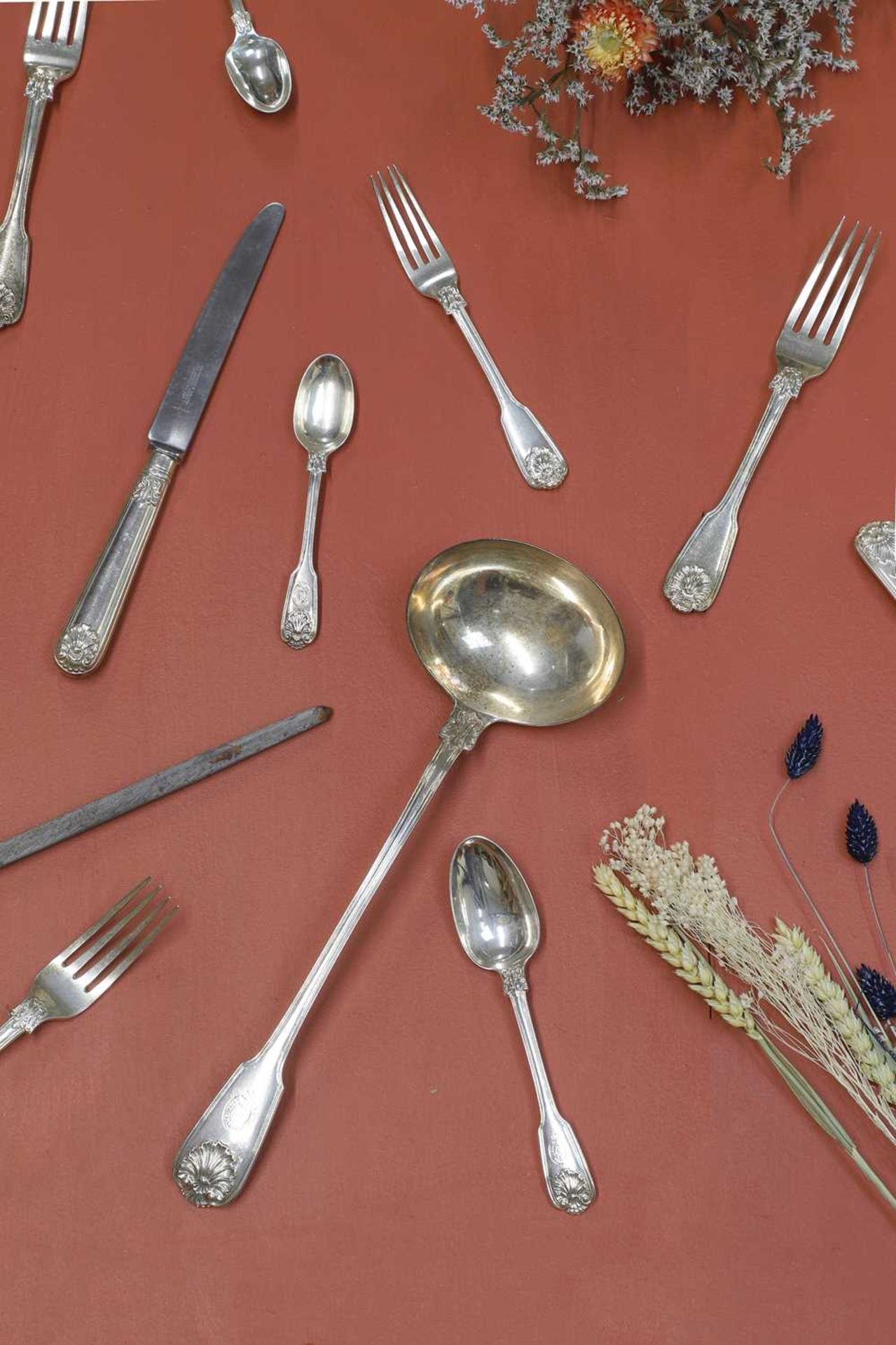A composed George IV silver flatware service, - Image 9 of 46