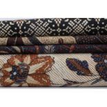A group of batik printed textiles,