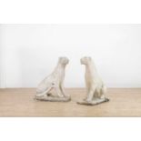 A pair of composition white marble panthers,