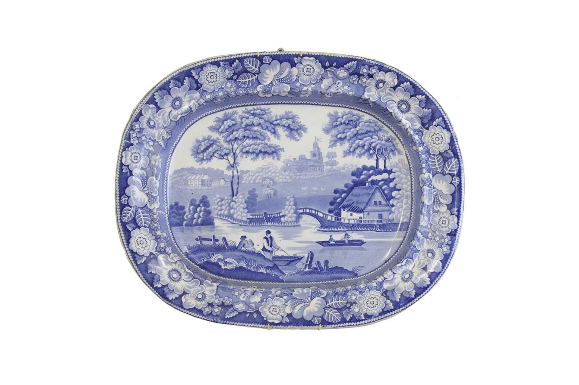 Seven various blue and white glazed stoneware meat plates, - Bild 8 aus 33