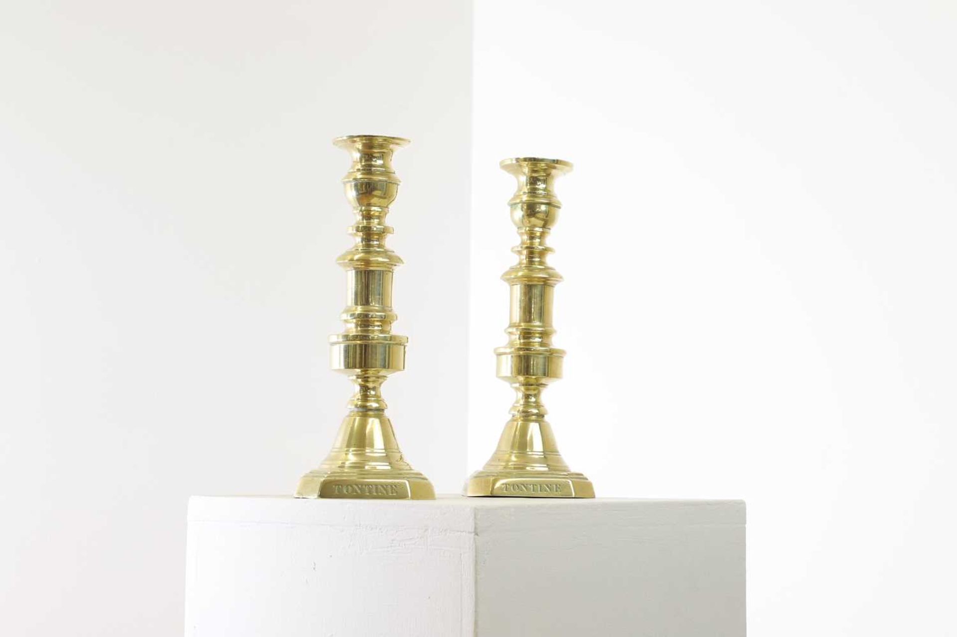 A pair of Victorian brass candlesticks, - Image 6 of 30