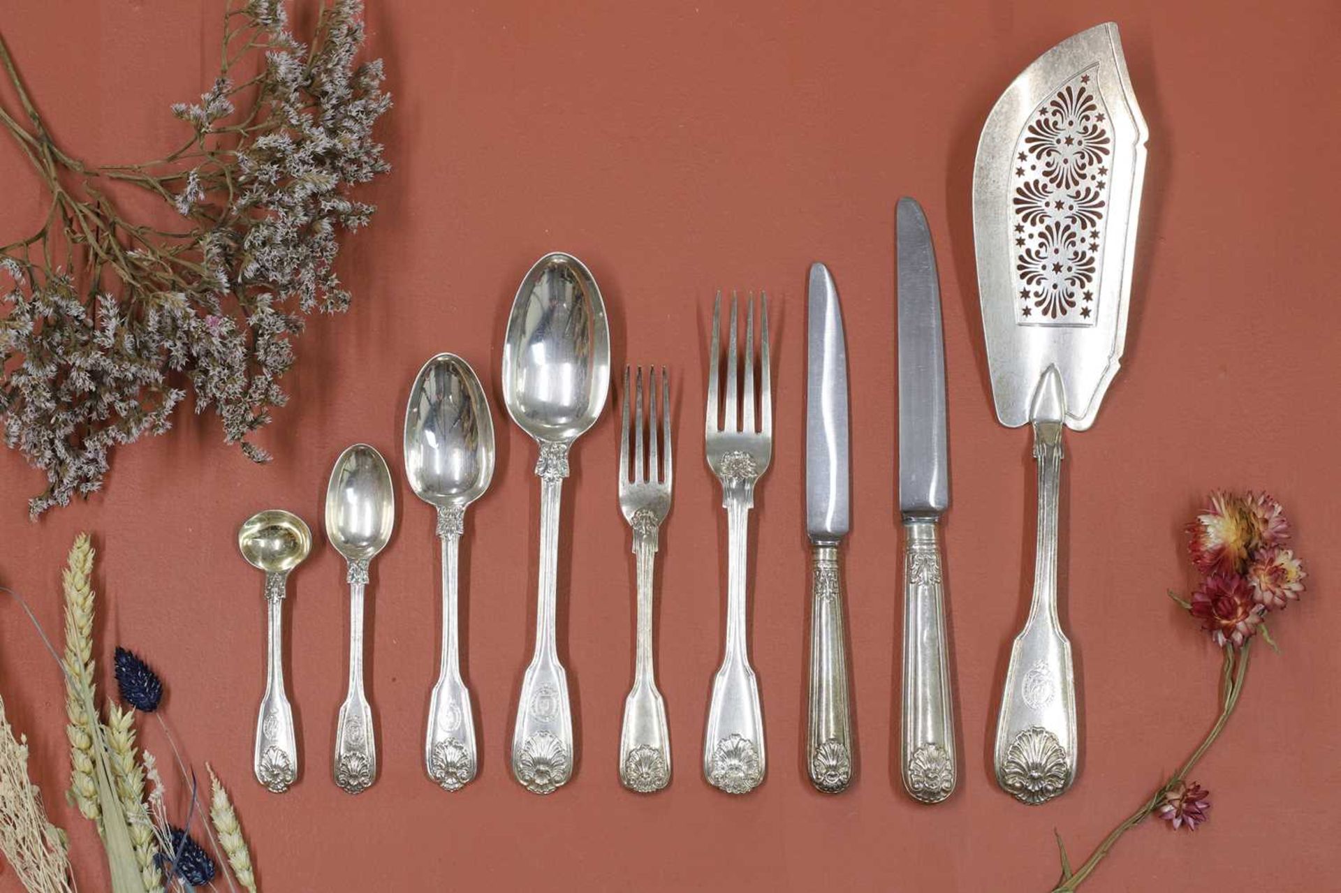 A composed George IV silver flatware service, - Image 2 of 46