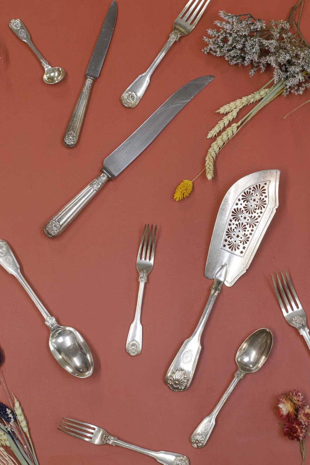 A composed George IV silver flatware service, - Image 11 of 46