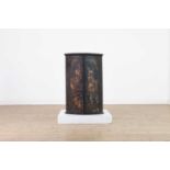 A Queen Anne-style black Japanned corner cupboard,