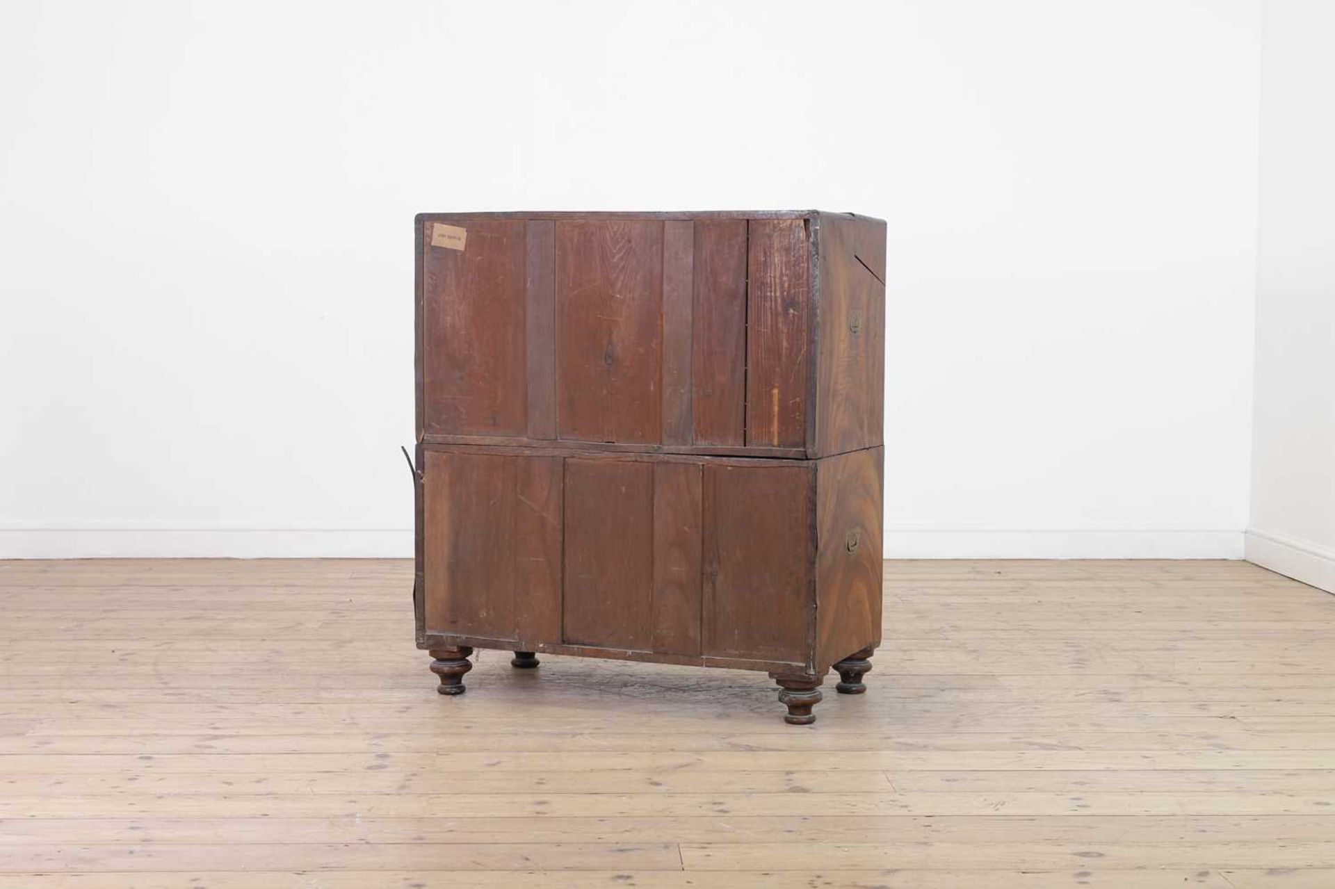 A camphor wood and brass campaign secretaire chest, - Image 4 of 24