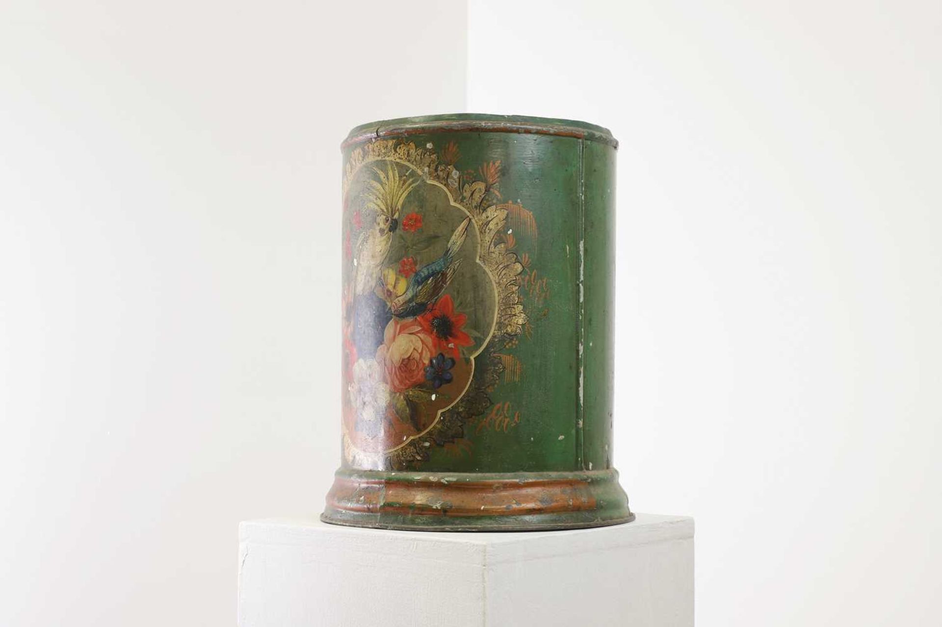 A toleware and painted wastepaper basket, - Image 3 of 17