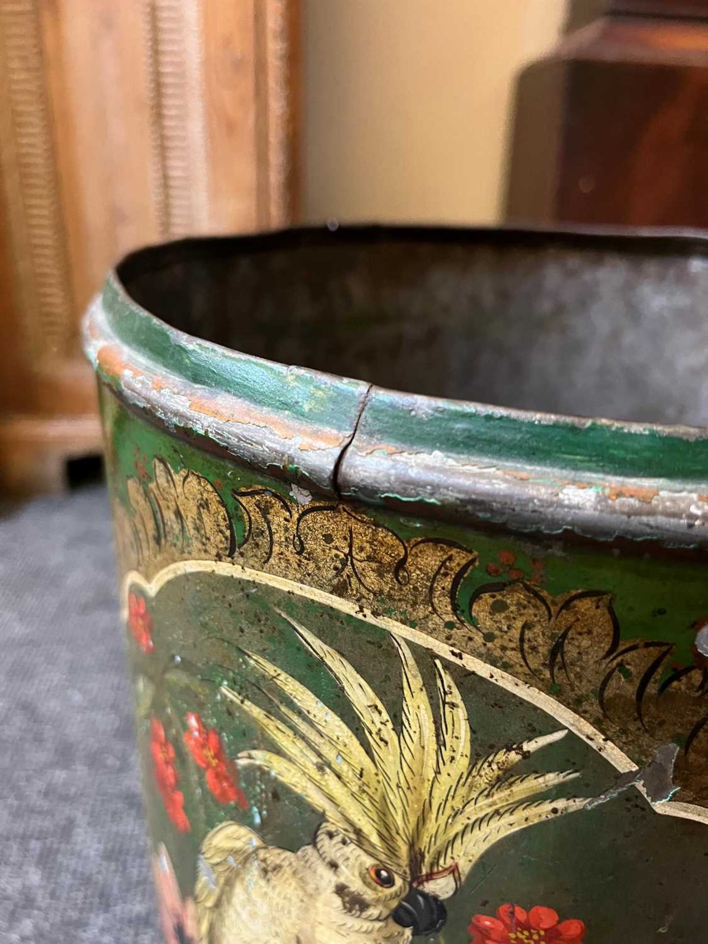 A toleware and painted wastepaper basket, - Image 9 of 17