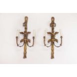 A pair of George III-style carved giltwood wall sconces,