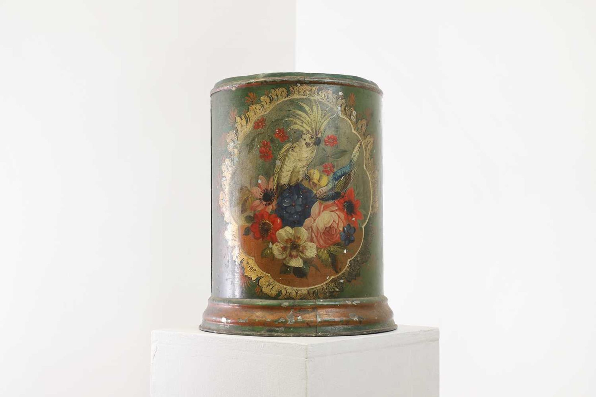 A toleware and painted wastepaper basket, - Image 2 of 17