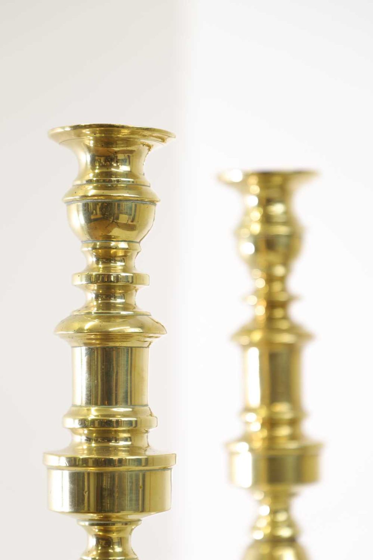 A pair of Victorian brass candlesticks, - Image 4 of 30