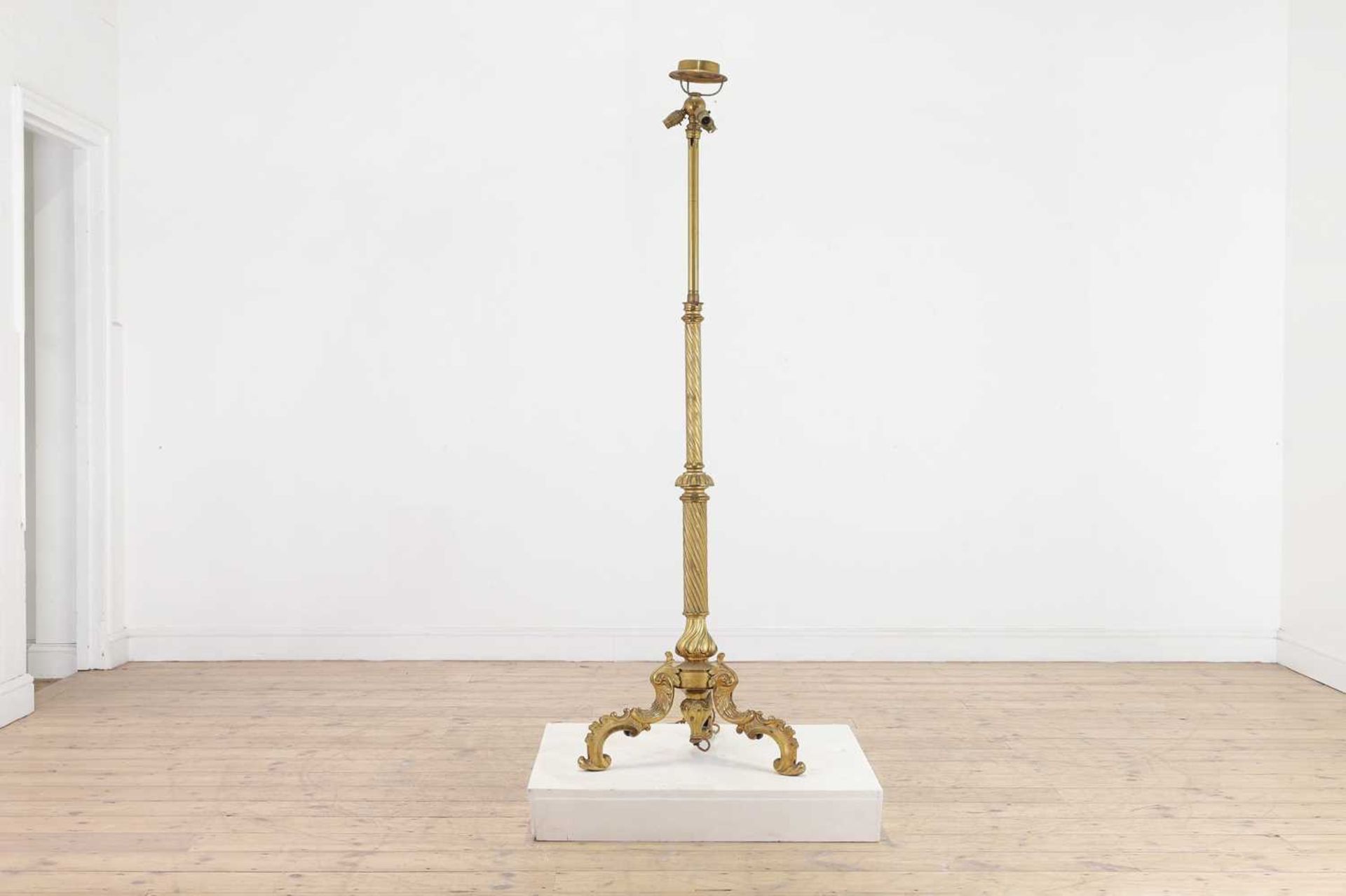 A telescopic gilt-brass floor lamp, - Image 2 of 5