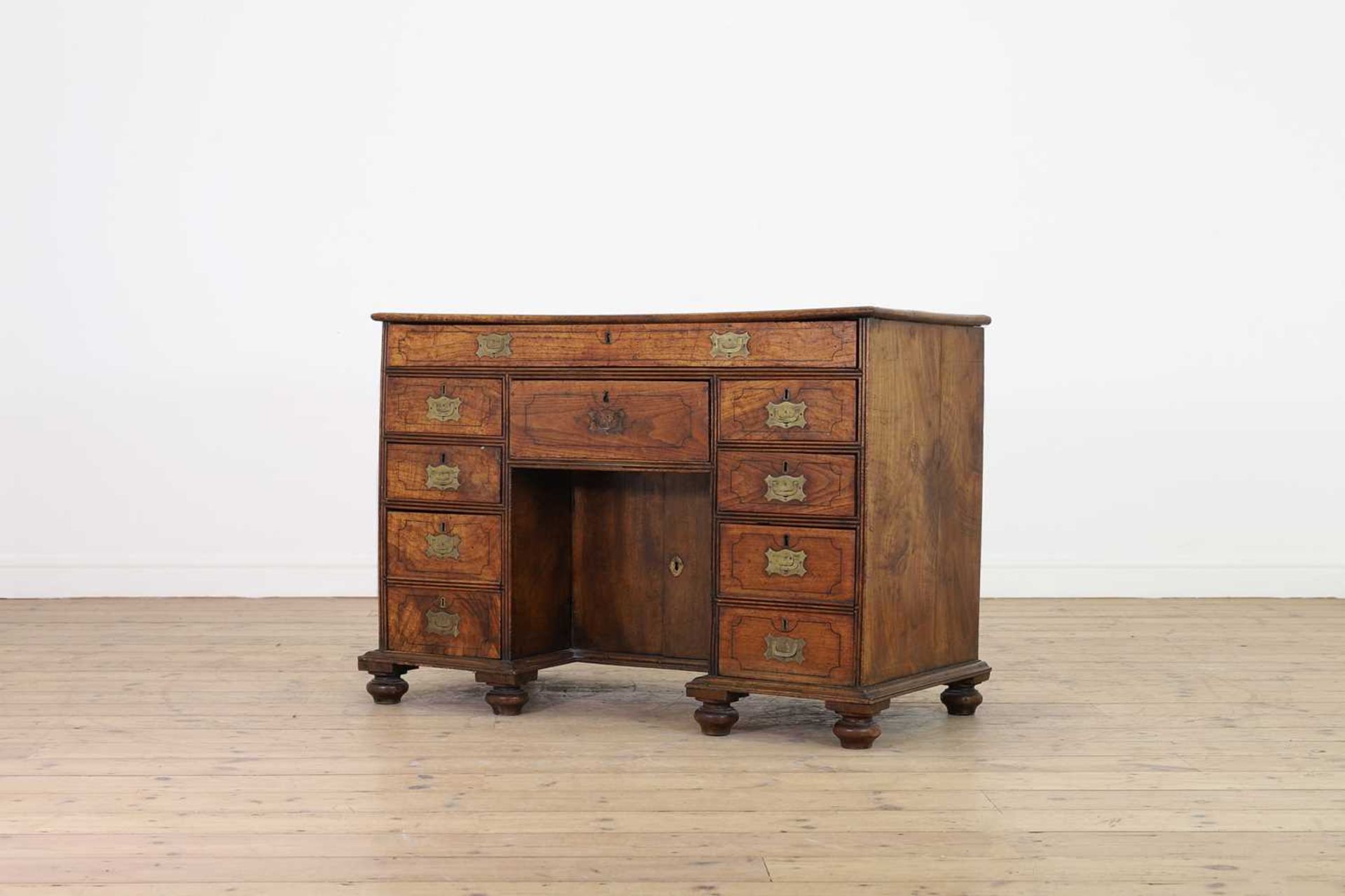 A camphor wood and brass campaign desk,
