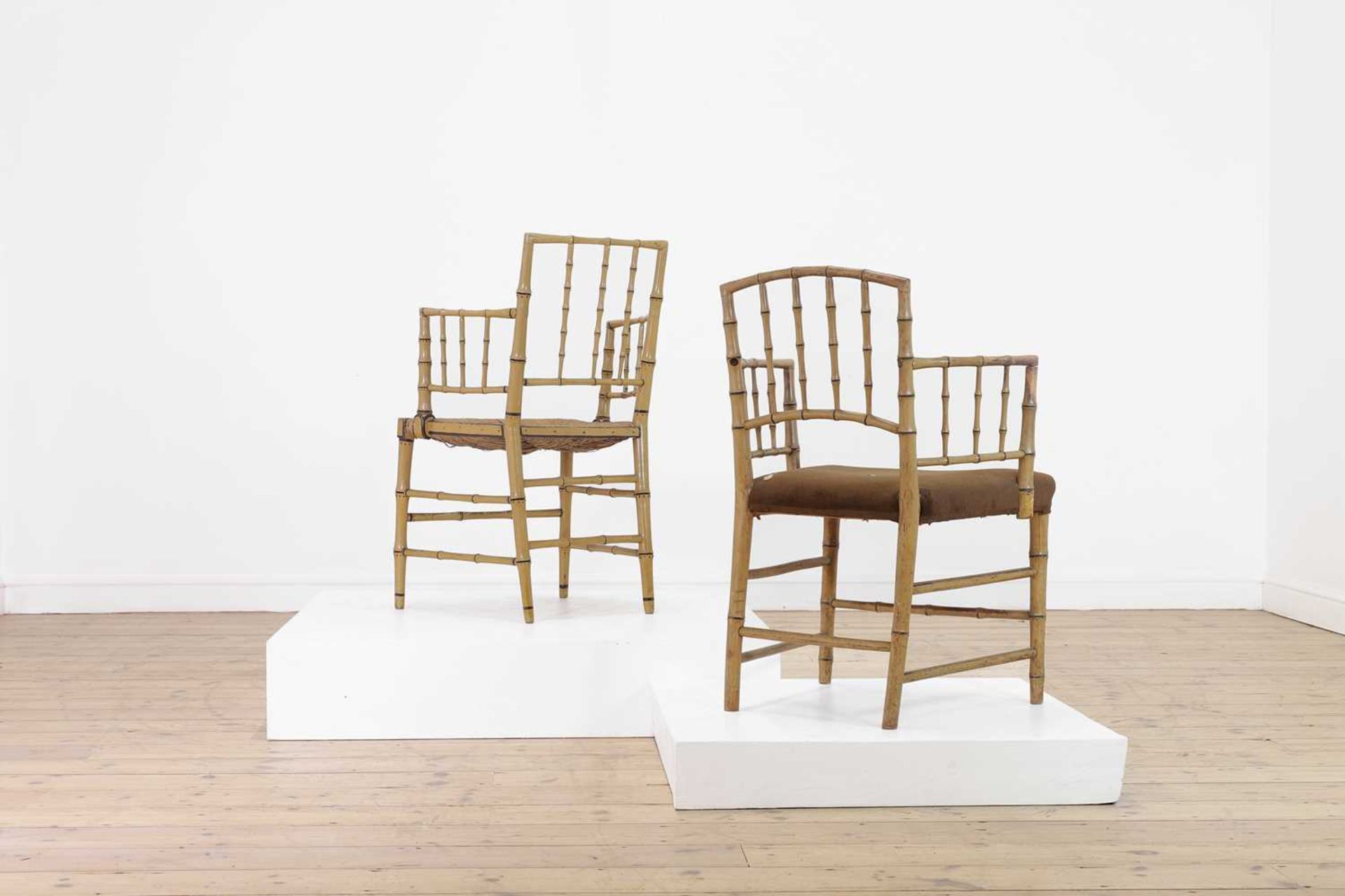 Two Regency faux bamboo painted open armchairs, - Image 2 of 27