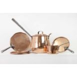 A copper batterie de cuisine,