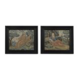 A pair of needlework pictures,