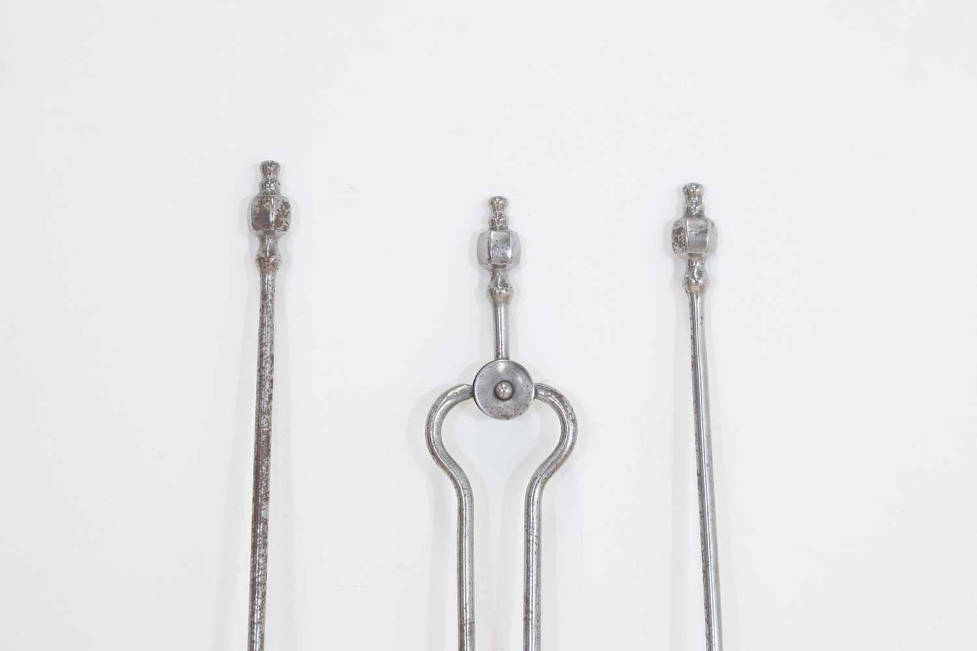 A set of three polished steel fire irons, - Image 10 of 10