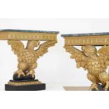 A pair of George II-style carved giltwood console tables,