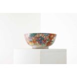 An export 'Mandarin Rose' porcelain punchbowl,