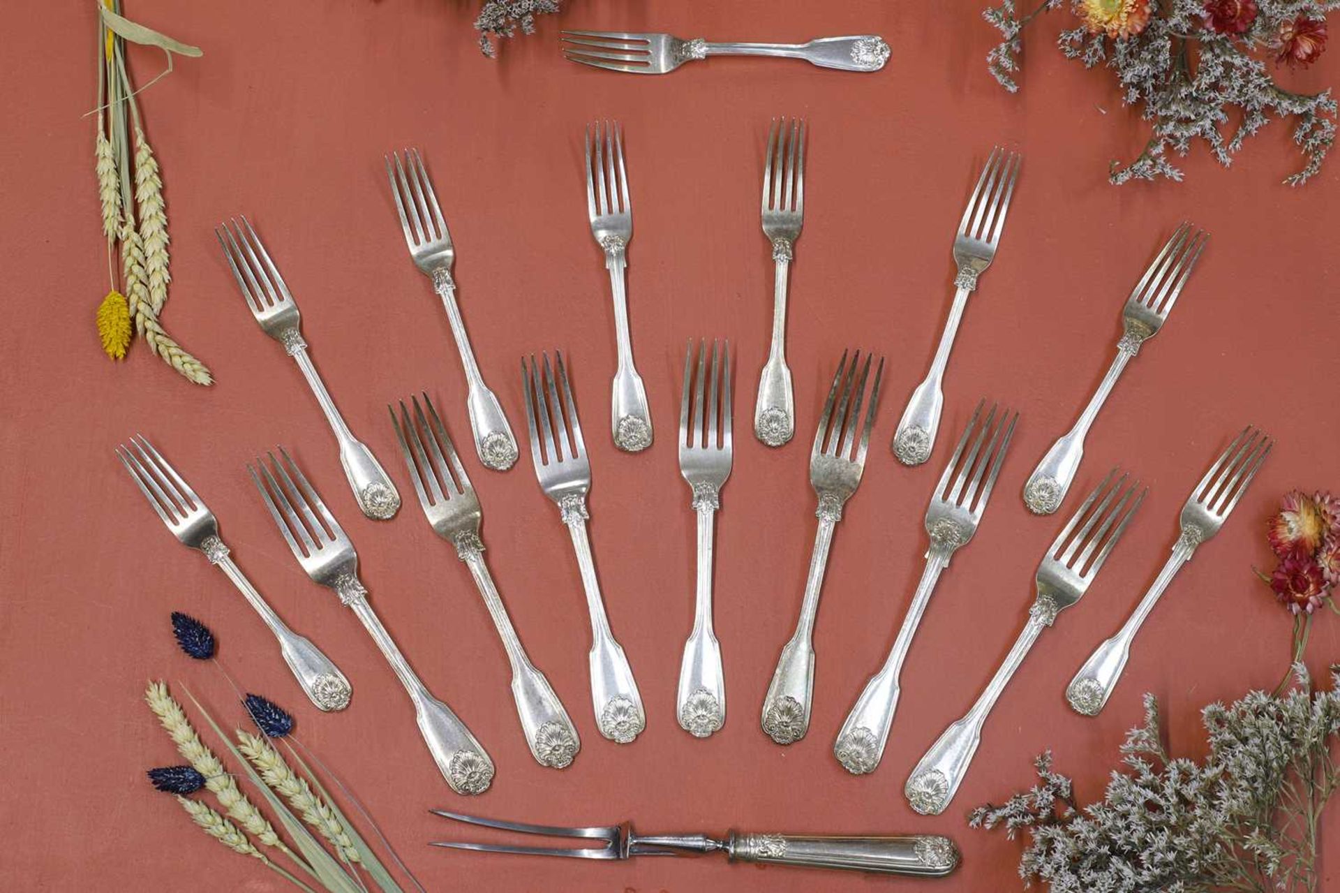 A composed George IV silver flatware service, - Image 7 of 46