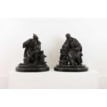 A pair of bronze figures of Columbus and Galileo,