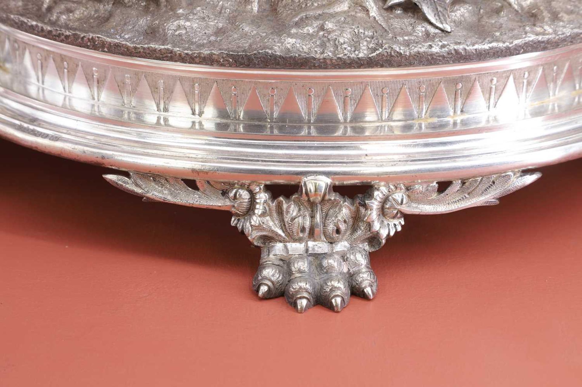 A Victorian three-piece silver-plated table garniture, - Image 6 of 30