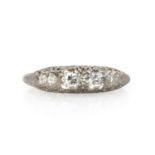 An American Art Deco two stone diamond ring,