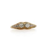 An American Art Deco two colour gold, two stone diamond ring,