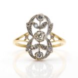 A Belle Epoque style diamond set fingerline ring,