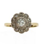 An 18ct gold diamond floral cluster ring,