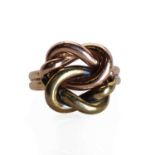 A gold two colour knot ring,