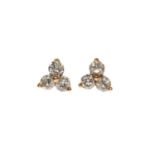 A pair of diamond trefoil cluster earrings,