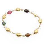 An Italian 18ct gold multi-coloured gemstone bracelet,