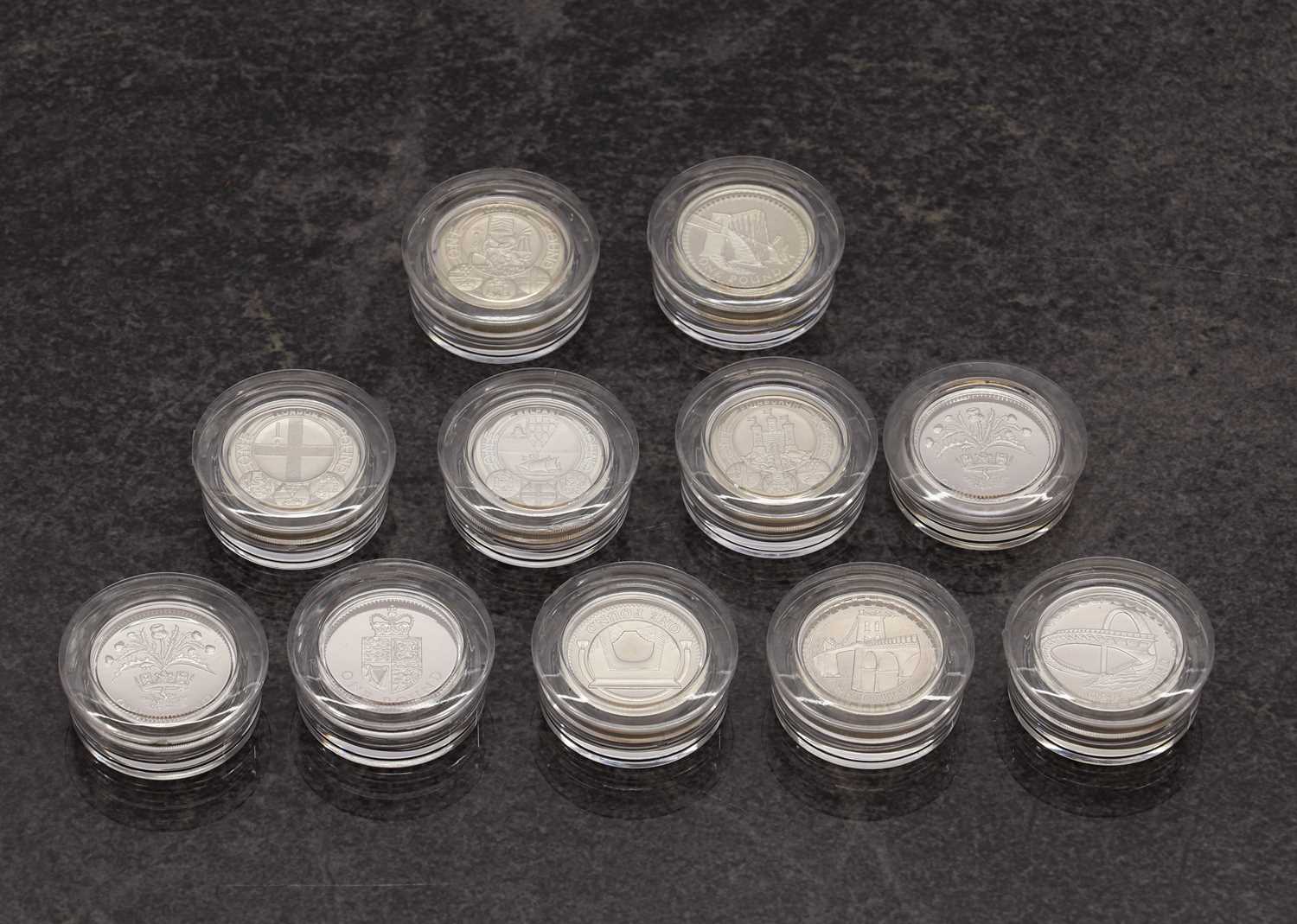 A collection of ten silver proof piedfort £1 coins, - Image 2 of 3