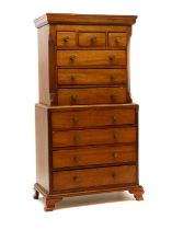 A George III style mahogany apprentice chest on chest,