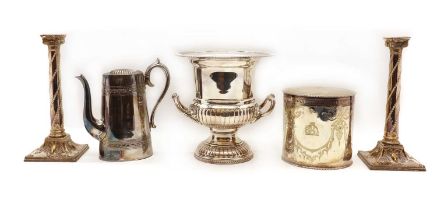 A collection of silver-plated items