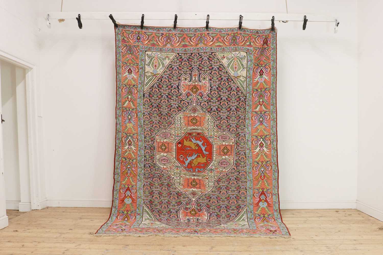 A silk Senneh kilim carpet