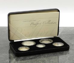 A 2007 UK piedfort collection of five coins,