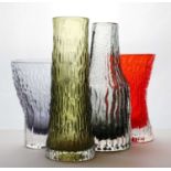 A group of Whitefriars 'Textured Range' glass vases