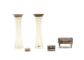 A group of silver dressing table items