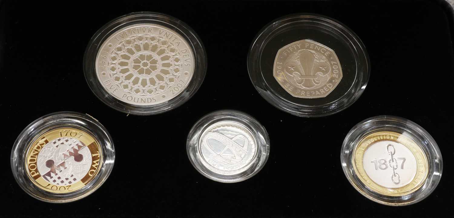 A 2007 UK piedfort collection of five coins, - Image 3 of 4