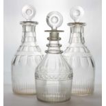 A group of three Regency glass decanters