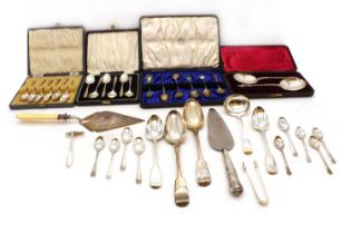 A collection of silver flatware